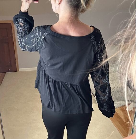 Free People: Boho Embroidered Penny Babydoll Tee - Picture 3 of 8